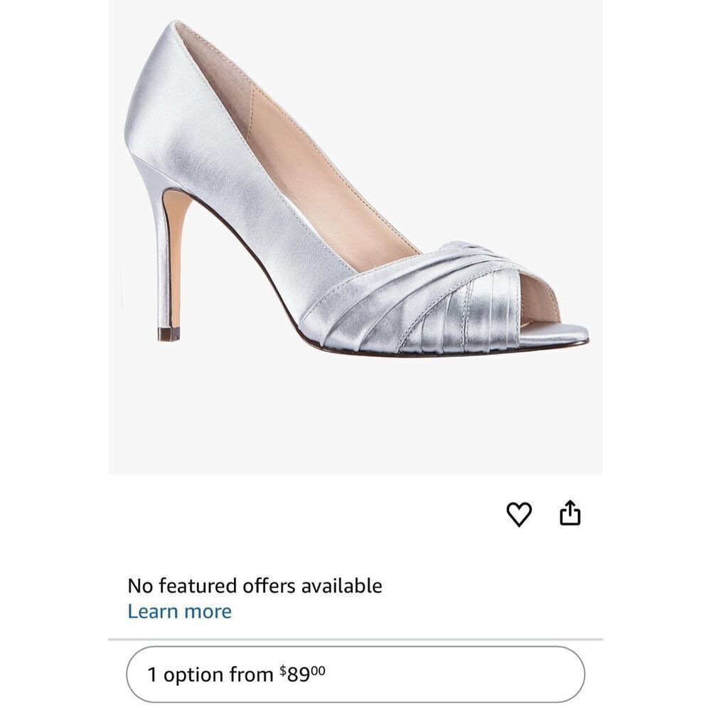 NINA RHIYANA-Womens Silver Satin Peep Toe High-Heel Classic Pump -6 - Picture 7 of 7